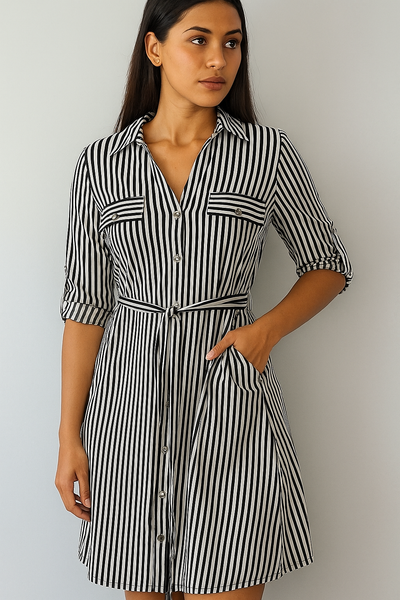 "10 Façons d'adopter la robe chemise élégante", "La robe chemise la plus élégante par AURORE LUXURE", "Découvrez l'élégance rayée: La robe chemise par AURORE LUXURE"