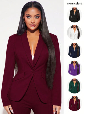 Elegant burgundy women's blazer from the collection 'Vetements et accessoires pour femme elegante', showcasing stylish women's clothing and accessories. Available in multiple colors.