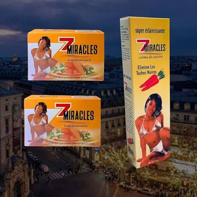 7 Miracles Carrot Soap & Cream Set – 2 x Carrot Soap Bars + 1 x 70 g Vitamin-Rich Carrot Face & Body Cream, Natural Antioxidant Cleanser & Moisturizer, Paraben-Free Skincare