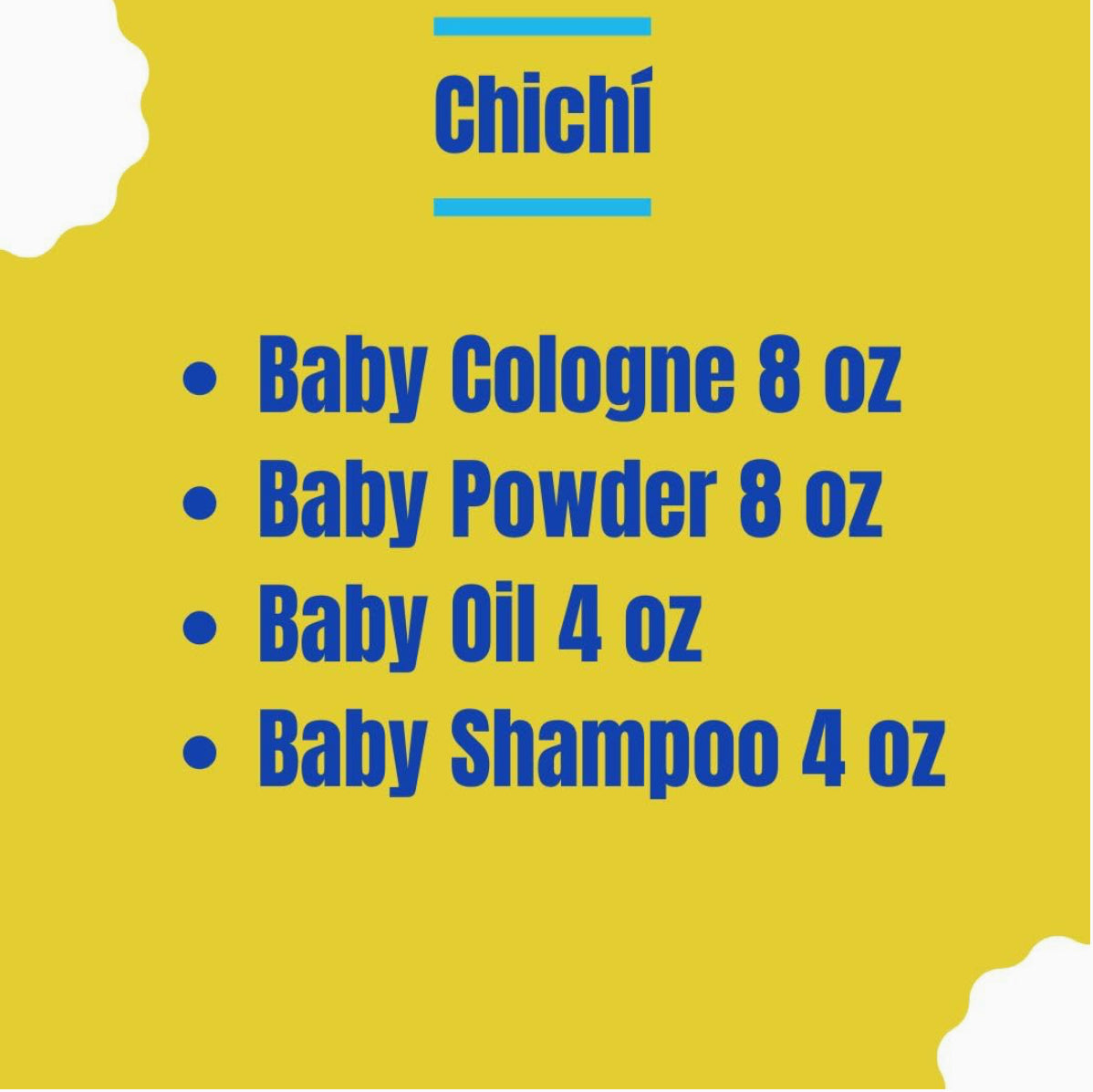 ChiChí Care Kit – 4 Piece Set (Cologne 8oz, Powder 8oz, Oil 4oz, Shampoo 4oz) – Gentle, Fresh