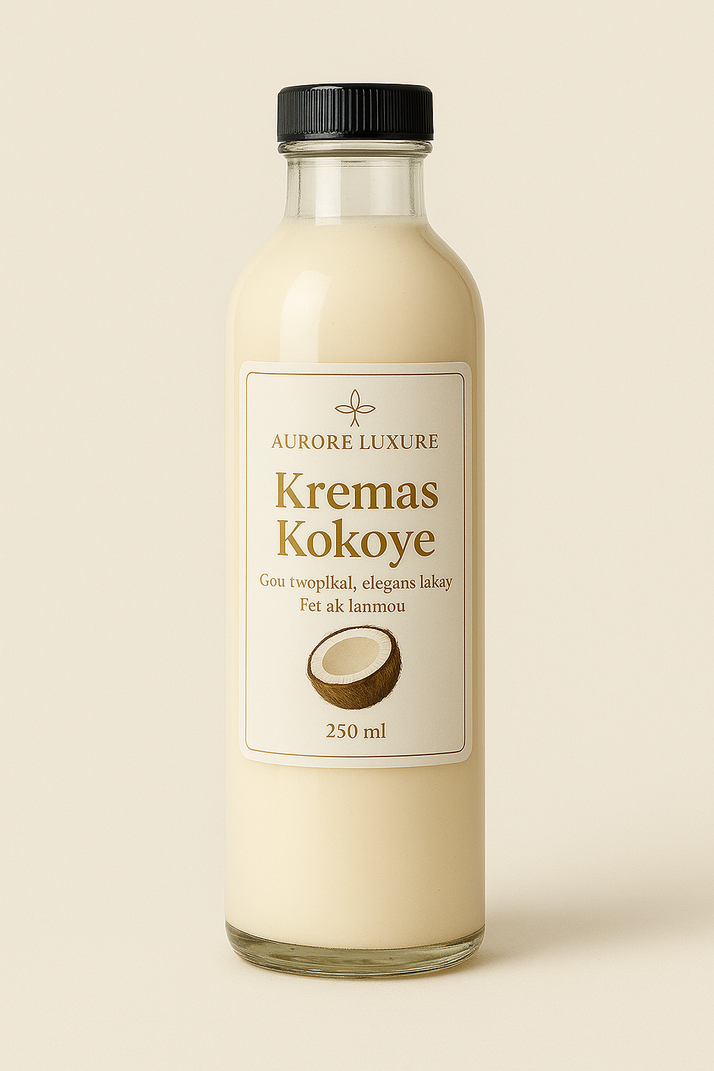 Kremas Kokoye – Aurore Luxure / Crème de coco haïtienne – Goût tropical, élégance et amour”