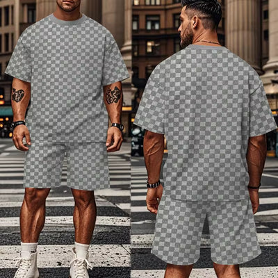 2-Pack Men's Casual Short Sleeve & Shorts Set - Ensemble parfait en S à 3XL pour un ajustement confortable.