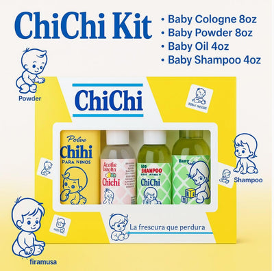 ChiChí Care Kit – 4 Piece Set (Cologne 8oz, Powder 8oz, Oil 4oz, Shampoo 4oz) – Gentle, Fresh
