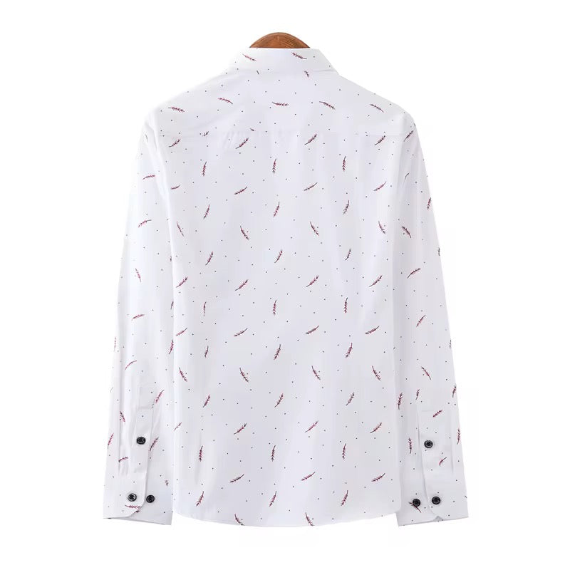 Back view of the Men's Breathable Spring Casual Shirt by AURORE LUXURE in white, showcasing its design and high-quality construction.