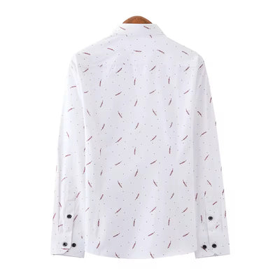 Back view of the Men's Breathable Spring Casual Shirt by AURORE LUXURE in white, showcasing its design and high-quality construction.