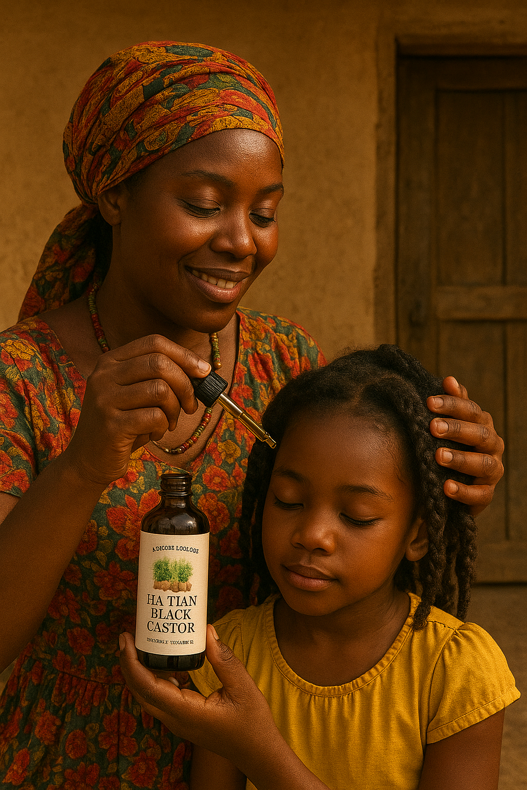 Huile de Ricin Noire Haïtienne – Lwil Maskriti, 100 % Pure, Cheveux & Peau”.