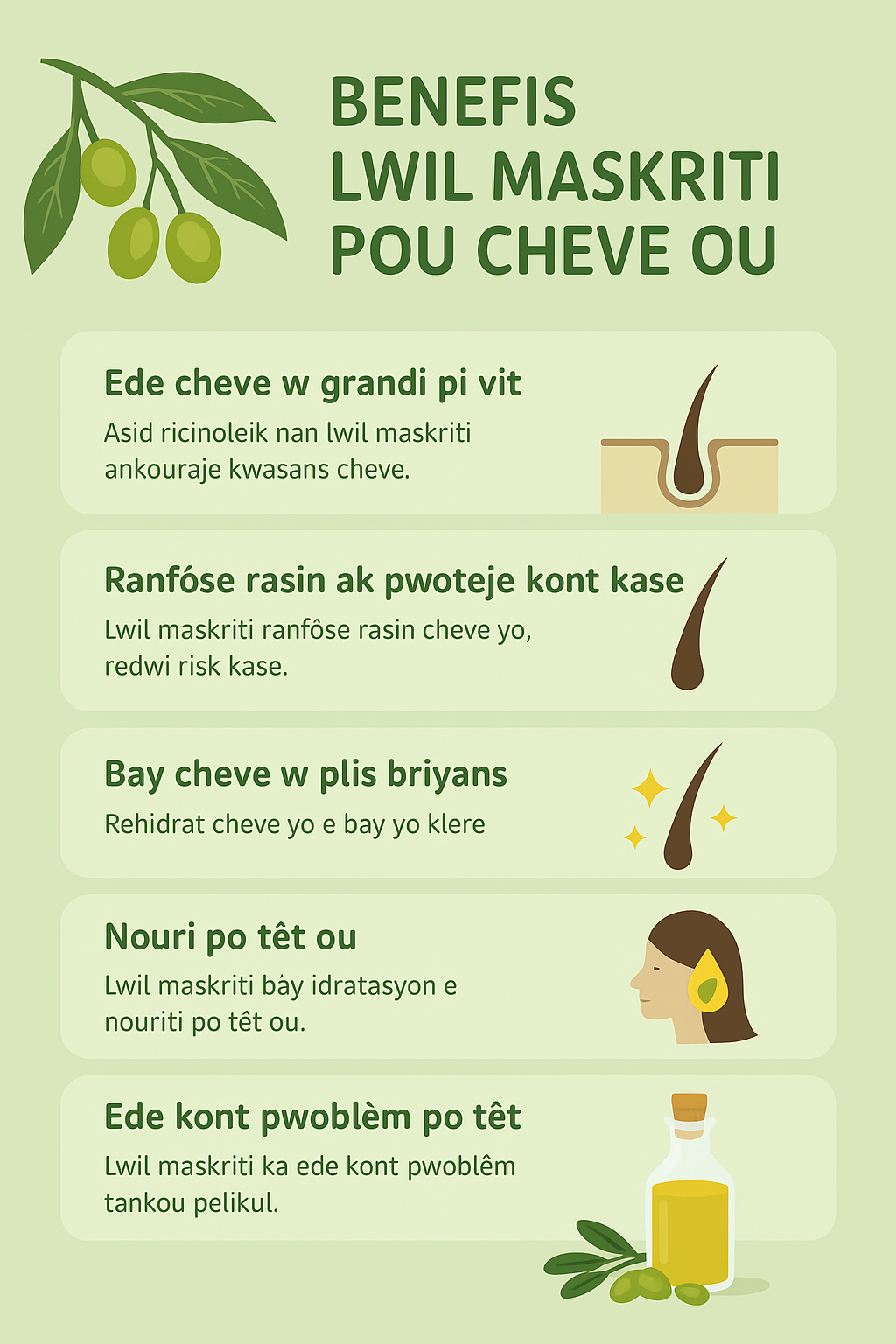 Huile de Ricin Noire Haïtienne – Lwil Maskriti, 100 % Pure, Cheveux & Peau”.