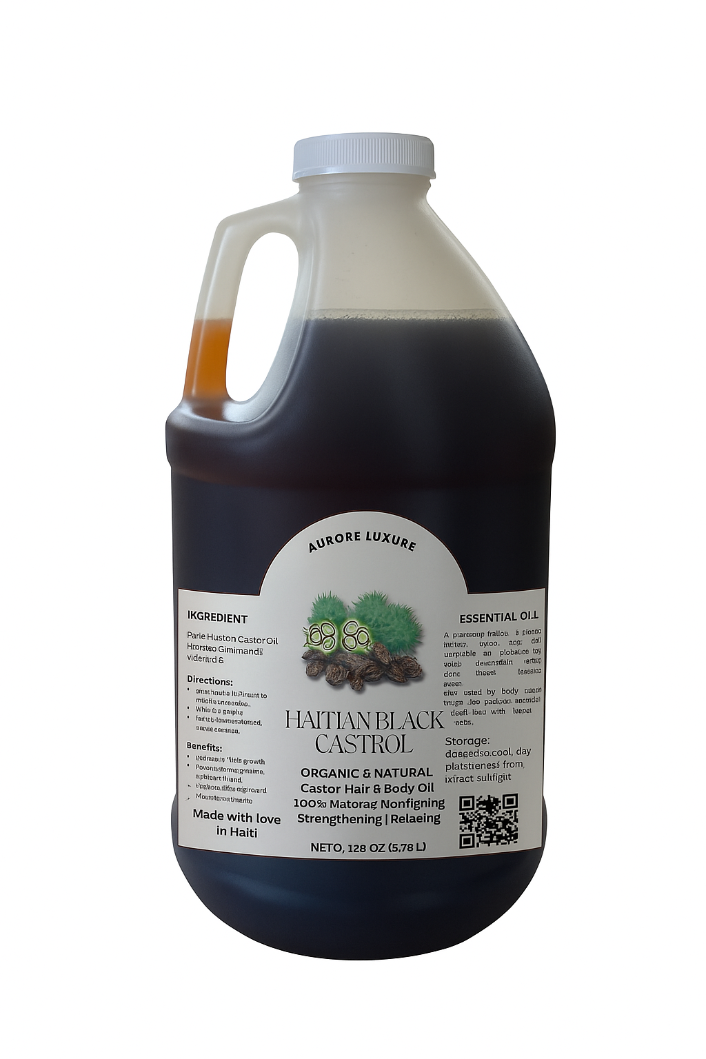 Huile de Ricin Noire Haïtienne – Lwil Maskriti, 100 % Pure, Cheveux & Peau”.