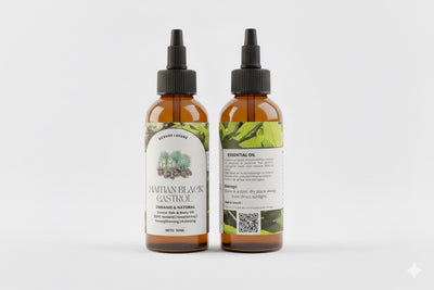 Huile de Ricin Noire Haïtienne – Lwil Maskriti, 100 % Pure, Cheveux & Peau”.