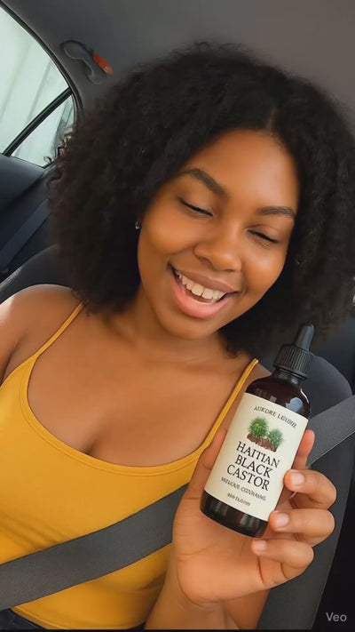 Huile de Ricin Noire Haïtienne – Lwil Maskriti, 100 % Pure, Cheveux & Peau”.